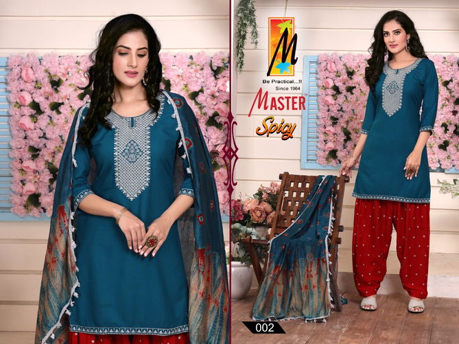 Master Spicy Rayon Fancy Ethnic Wear Ready Made Suit Collection